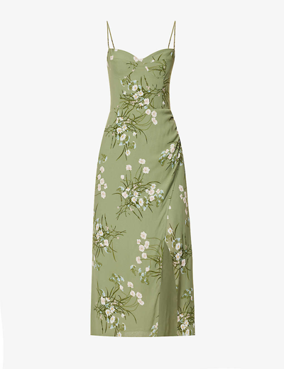 Shop Reformation Women's Bonita Kourtney Floral-print Slim-fit Woven Midi Dress