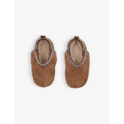 Shop Ugg Tasman Shearling-lined Suede Slippers 0-6 Months In Brown