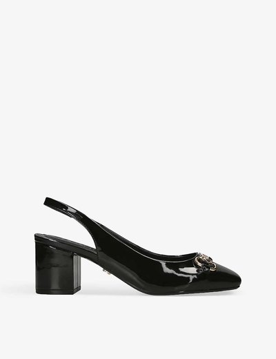 Shop Carvela Women's Black Poise Patent-leather Slingback Sandals