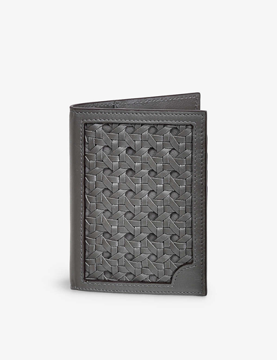 Shop Aviteur Woven-design Leather Passport Holder In Grey