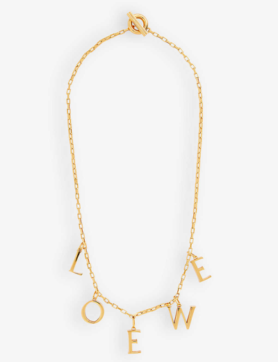 Shop Loewe Women's Gold Logo-pendant Gold-plated Silver Necklace