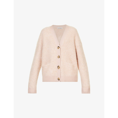 Shop Acne Studios Women's Faded Pink Rives Relaxed-fit Mohair Wool-blend Cardigan