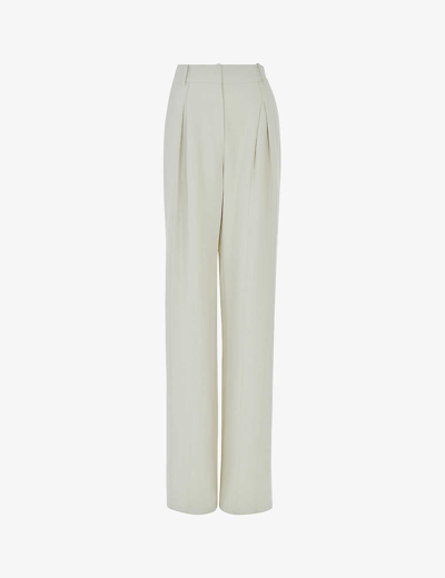 Shop Leem Straight-leg High-rise Woven Trousers In Off White