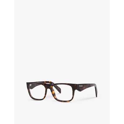 Prada Mens Green Pr 22zv Pillow-frame Acetate Glasses In Green