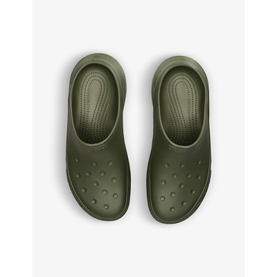 Shop Balenciaga Men's Khaki X Crocs Platform-sole Rubber Mules