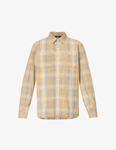 Shop Rrl Mens Yellow Multi Farrell Check-print Cotton-poplin Shirt