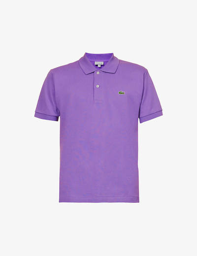 Shop Lacoste Men's Purple Essentials Logo-embroidered Cotton-piqué Polo Shirt