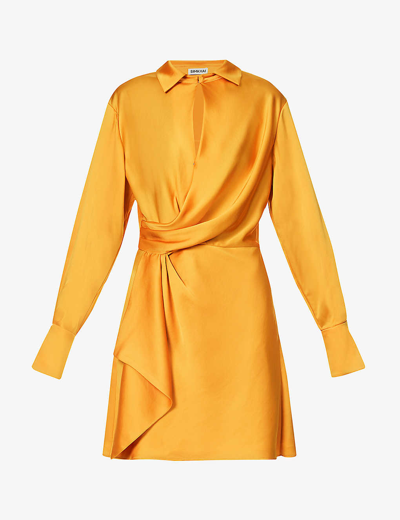 Shop Simkhai Womens Goldenrod Talit Long-sleeved Woven Mini Dress