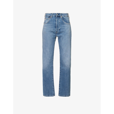 Shop Ag Women's 1 Yr Yellowbird Vin American Contrast-stitched Mid-rise Straight-leg Stretch-denim Jeans