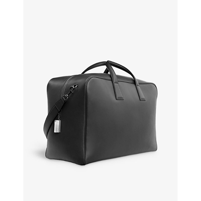 Shop Aviteur Black Cristallo Weekend Leather Holdall Bag
