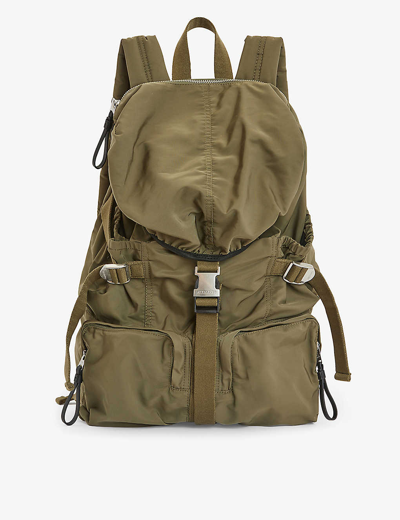 Shop Allsaints Sorghum Green Ren Logo-patch Drawstring Recycled-polyester Backpack