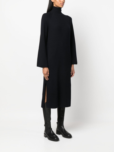 Shop Apc High-neck Long-sleeved Dress In Blue