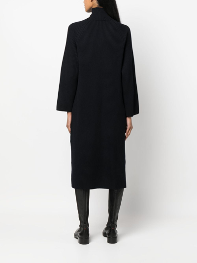 Shop Apc High-neck Long-sleeved Dress In Blue