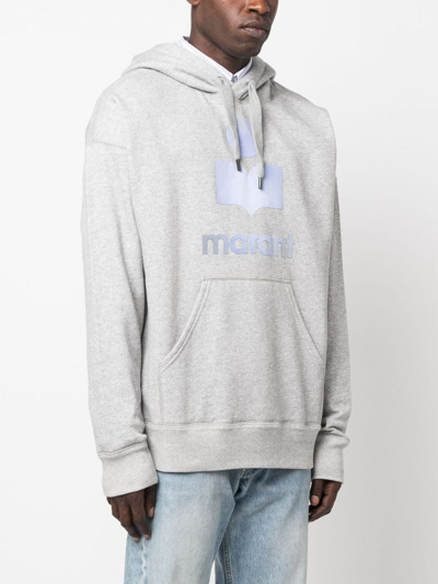 Shop Marant Logo-print Drawstring Hoodie In Grey