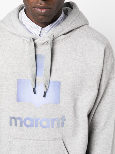 Shop Marant Logo-print Drawstring Hoodie In Grey