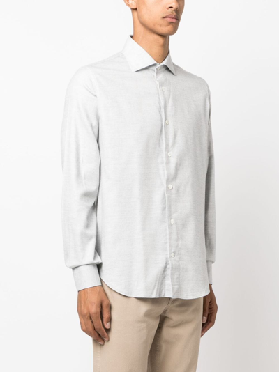 Eleventy Dandy Long-sleeved Cotton-lyocell Shirt In Grey