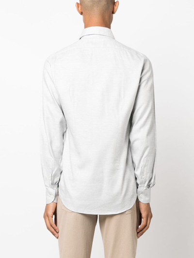 Eleventy Dandy Long-sleeved Cotton-lyocell Shirt In Grey
