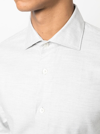 Shop Eleventy Dandy Long-sleeved Cotton-lyocell Shirt In Grey