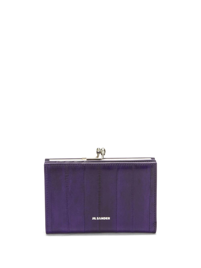 Shop Jil Sander Goji Leather Purse In Purple