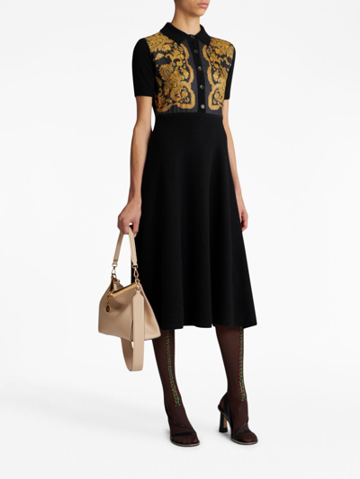 Shop Etro Paisley-print Knitted Polo Dress In Blue
