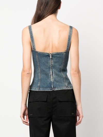 Blumarine Multiple-pocket Denim Corset Top In Blue