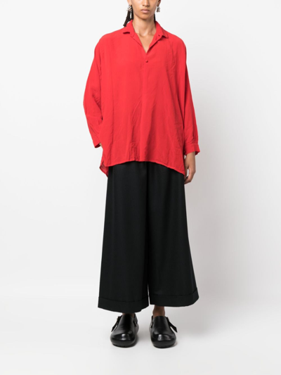 Shop Daniela Gregis Draped Button-up Silk Shirt In 12 Rosso/red