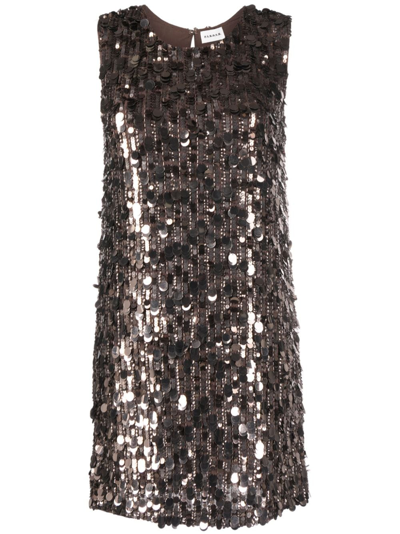 Shop P.a.r.o.s.h Sequinned Sleeveless Shift Minidress In Brown
