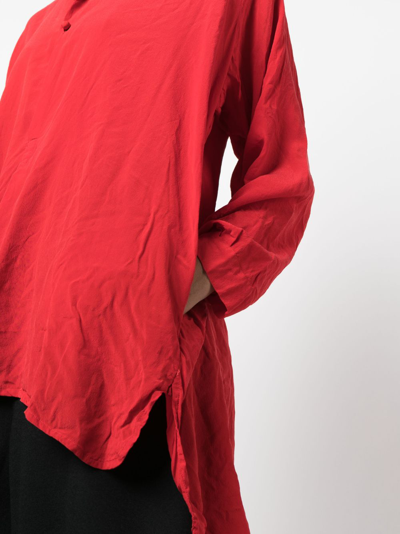 Shop Daniela Gregis Draped Button-up Silk Shirt In 12 Rosso/red