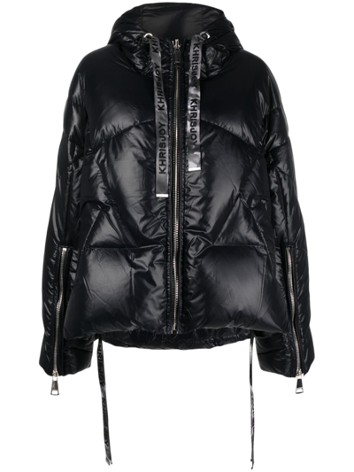 Shop Khrisjoy Feather-down Zipped Hooded Coat In Black