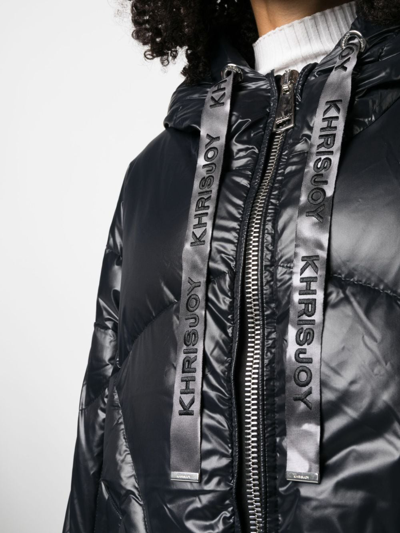 Shop Khrisjoy Feather-down Zipped Hooded Coat In Black
