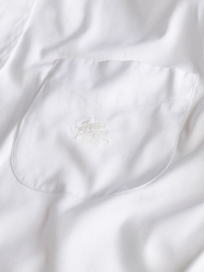 Shop Etro Pegaso Motif-embroidered Cotton Shirt In White