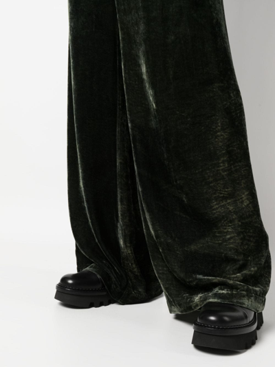 Shop Gentry Portofino Velvet-effect Wide-leg Trousers In Green