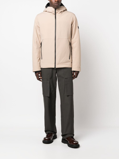 Peuterey Logo-patch Hooded Jacket In Neutrals