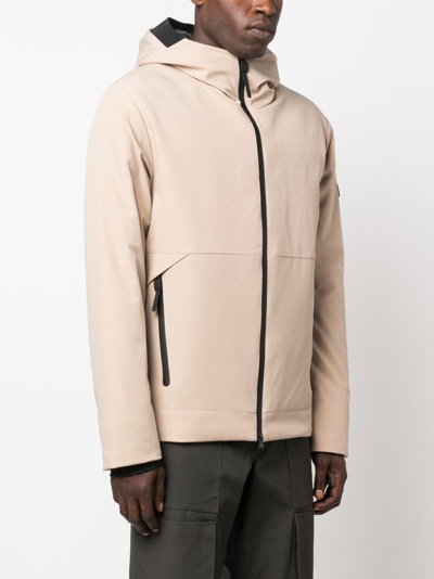 Peuterey Logo-patch Hooded Jacket In Neutrals
