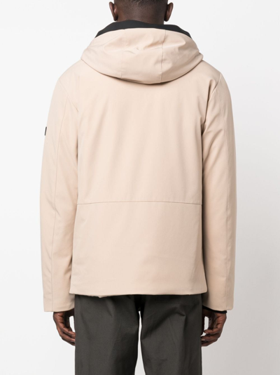 Peuterey Logo-patch Hooded Jacket In Neutrals
