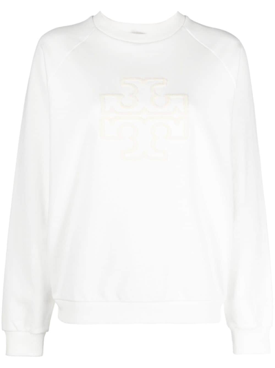 Shop Tory Burch Logo-appliqué Cotton Sweatshirt In White