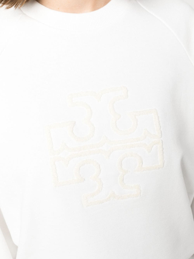 Shop Tory Burch Logo-appliqué Cotton Sweatshirt In White