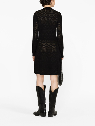 Shop Missoni Zigzag Crochet-knit Dress In Black