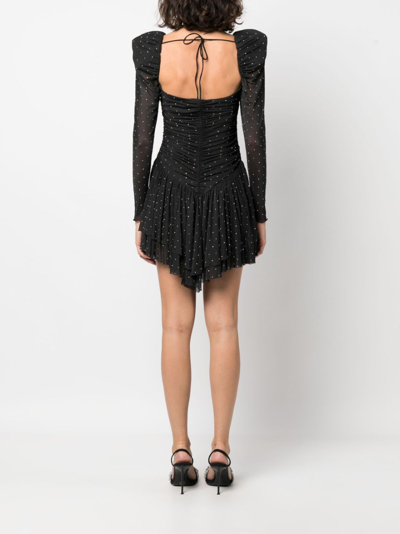 Shop Rotate Birger Christensen Rhinestone-embellished Mesh Dress In Black