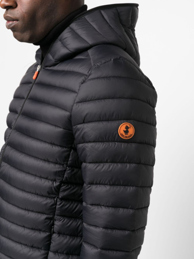 Shop Save The Duck Logo-patch Padded Jacket In Black