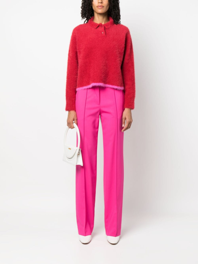 Shop Jacquemus Le Polo Neve Knitted Polo Jumper In Red