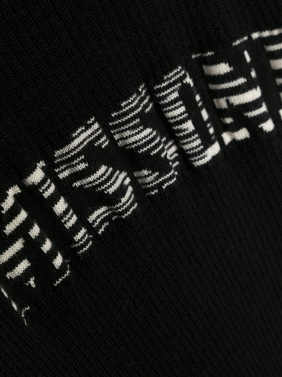 Shop Missoni Intarsia-logo Wool Dress In Black