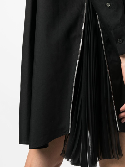 Shop Sacai Zip-detail Mini Shirtdress In Black