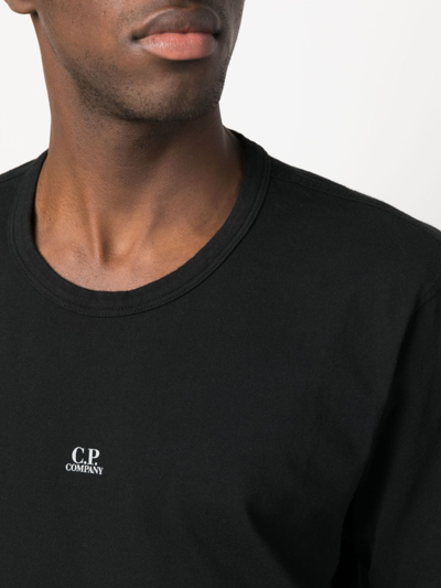Shop C.p. Company Logo-print Cotton T-shirt In Black