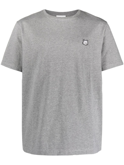 Shop Maison Kitsuné Bold Fox Patch Cotton T-shirt In Grey