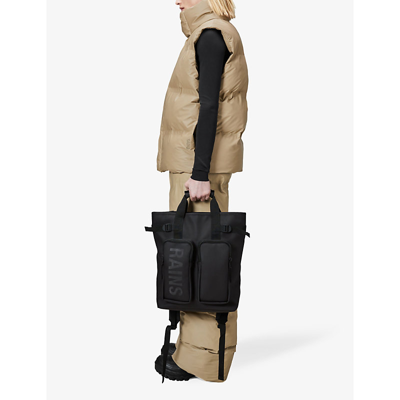 Shop Rains Texel Logo-print Coated-shell Tote Backpack In 01 Black
