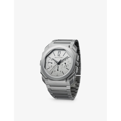 Bvlgari Octo Finissimo Extra-thin Grey Ceramic & Titanium Bracelet Chronograph Watch In Titanium