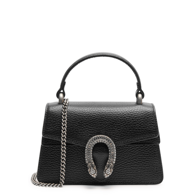 Shop Gucci Dionysus Supermini Leather Top Handle Bag In Black