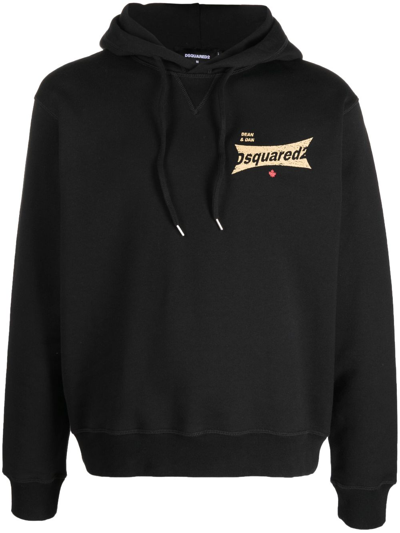 Shop Dsquared2 Logo-print Cotton Hoodie In Black