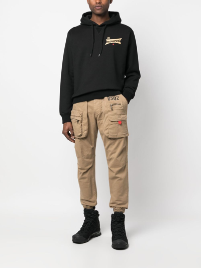 Dsquared2 Logo-print Cotton Hoodie In Black